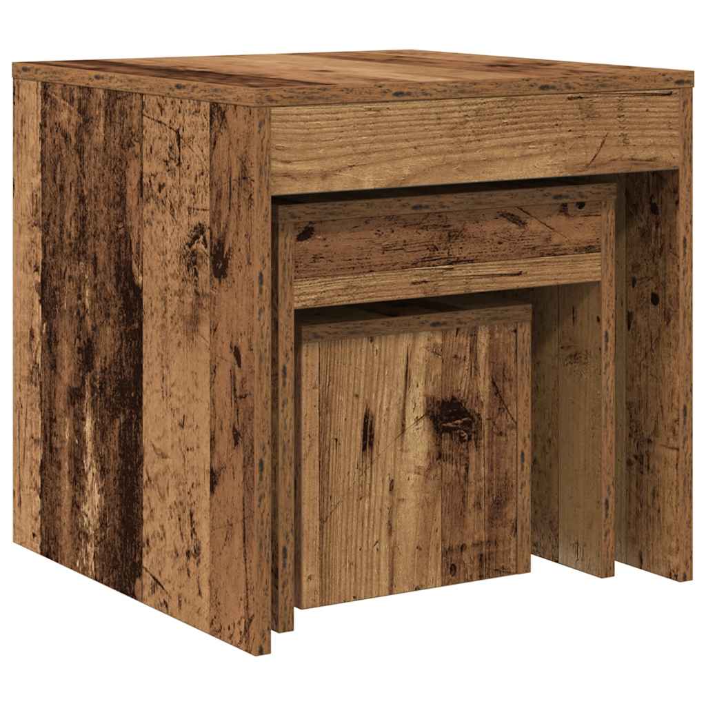 Tables gigognes 3 pcs vieux bois bois d'ingénierie - XIOS