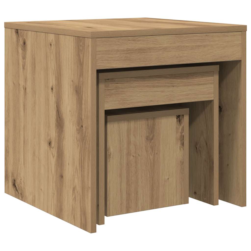 Tables gigognes 3 pcs chêne artisanal bois d'ingénierie - XIOS