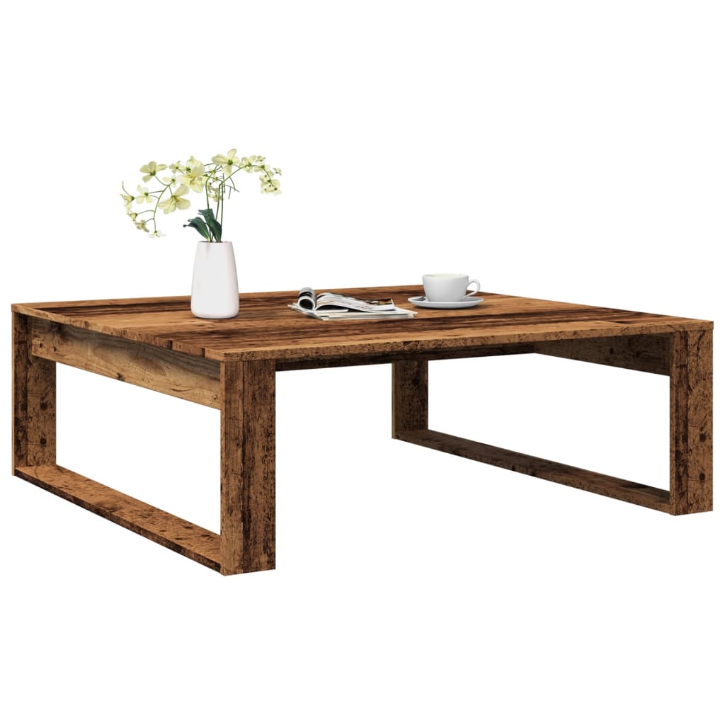 Table basse vieux bois 100x100x35 cm bois d'ingénierie - XIOS