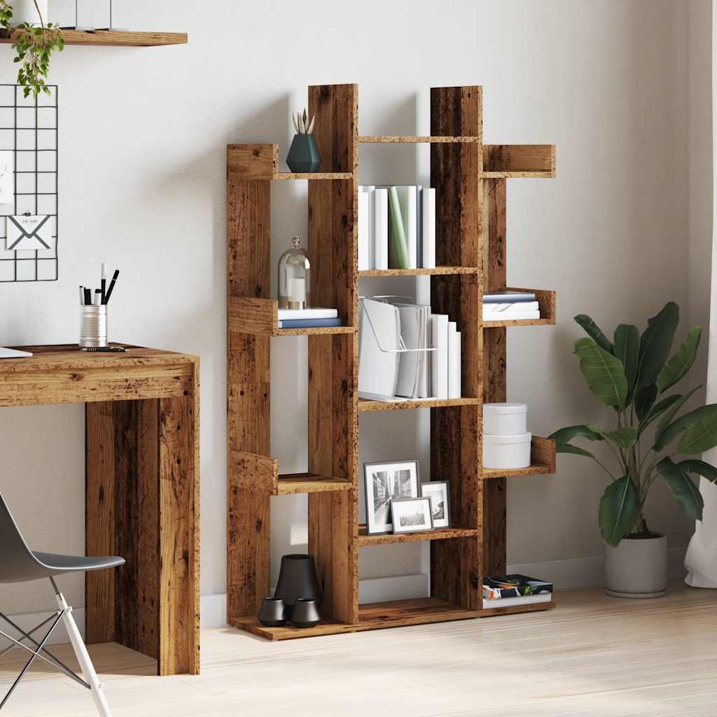 Bibliothèque vieux bois 86x25,5x140 cm bois d'ingénierie - XIOS