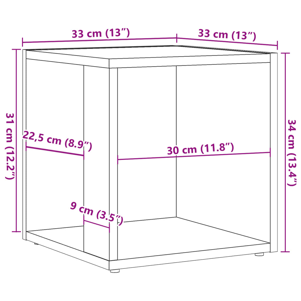 Table d'appoint vieux bois 33x33x34 cm bois d'ingénierie - XIOS