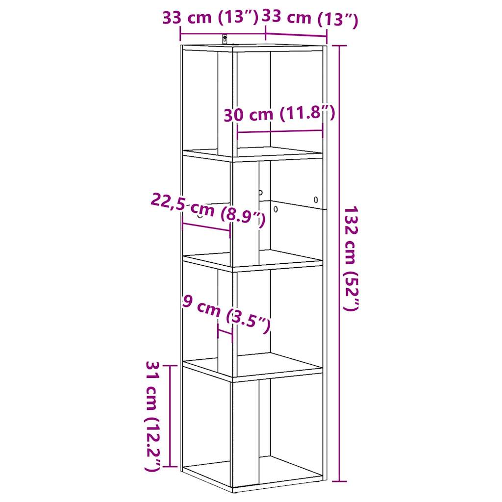 Armoire d'angle chêne artisanal 33x33x132 cm bois d'ingénierie