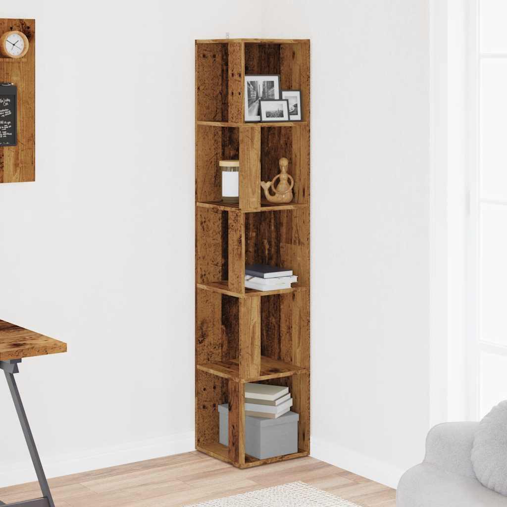 Armoire d'angle vieux bois 33x33x165 cm bois d'ingénierie
