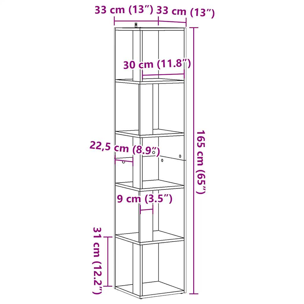 Armoire d'angle vieux bois 33x33x165 cm bois d'ingénierie