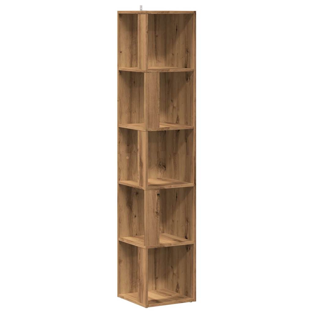Armoire d'angle chêne artisanal 33x33x165 cm bois d'ingénierie