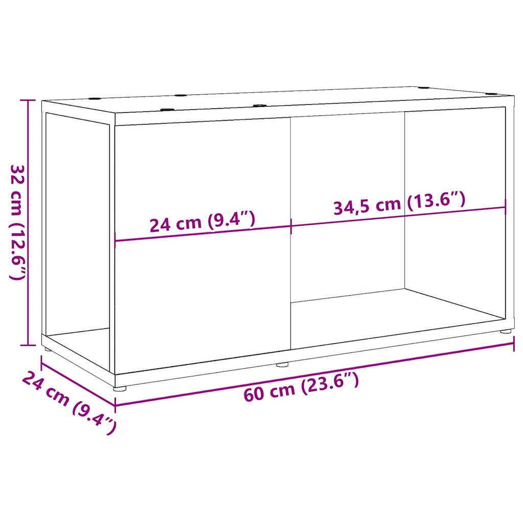 Meuble TV vieux bois 60x24x32cm bois d'ingénierie - XIOS
