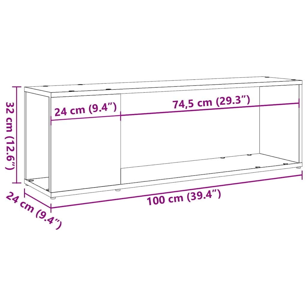 Meuble TV chêne artisanal 100x24x32 cm bois d'ingénierie - XIOS