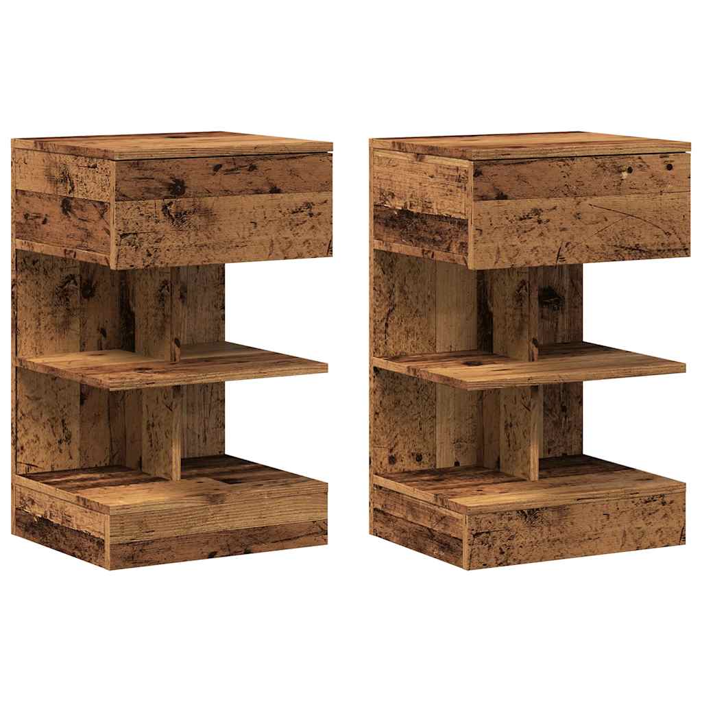 Tables de chevet 2 pcs vieux bois 40x35x65 cm bois d’ingénierie - XIOS