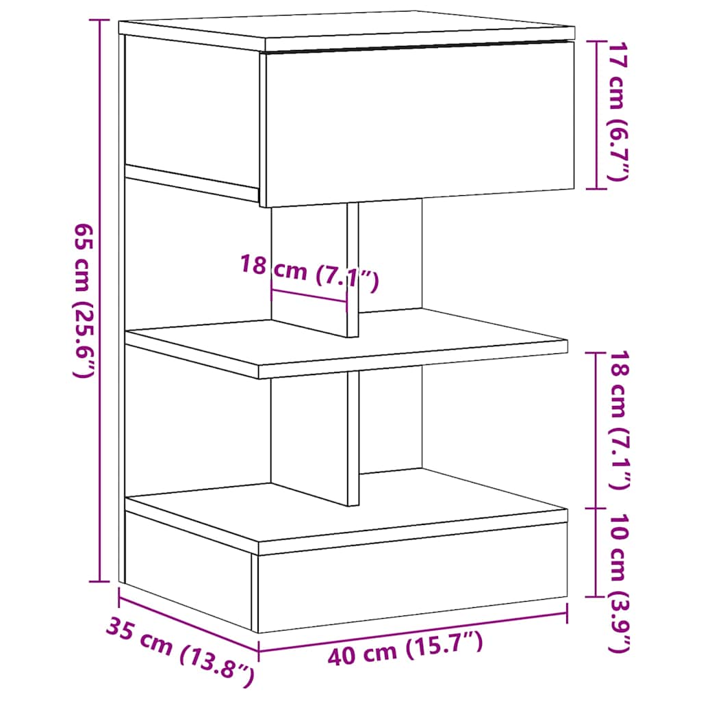 Tables de chevet 2 pcs vieux bois 40x35x65 cm bois d’ingénierie - XIOS