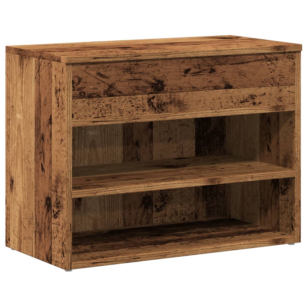 Banc à chaussures vieux bois 60x30x45 cm bois d'ingénierie - XIOS