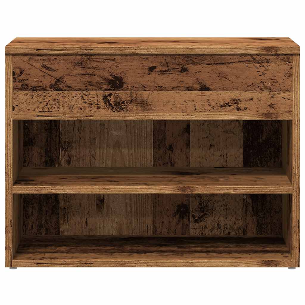 Banc à chaussures vieux bois 60x30x45 cm bois d'ingénierie - XIOS