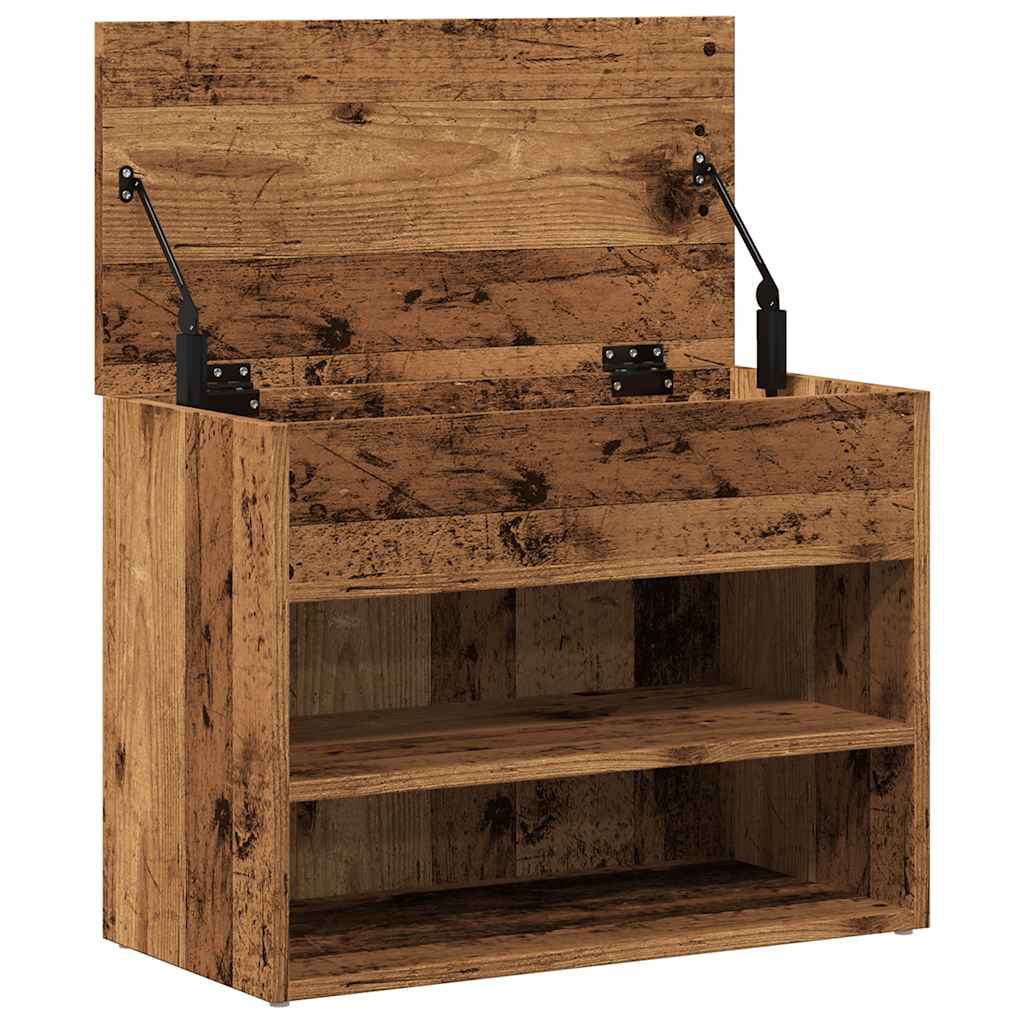 Banc à chaussures vieux bois 60x30x45 cm bois d'ingénierie - XIOS