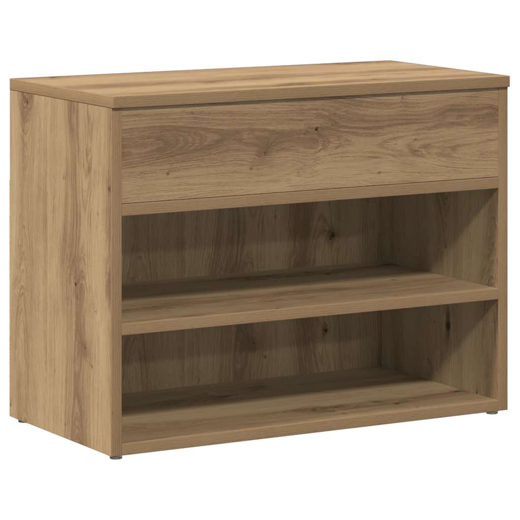 Banc à chaussures chêne artisanal 60x30x45 cm bois d'ingénierie - XIOS