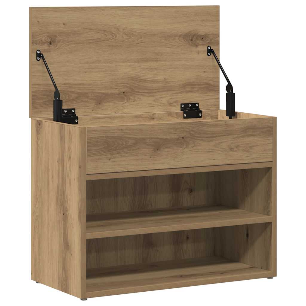 Banc à chaussures chêne artisanal 60x30x45 cm bois d'ingénierie - XIOS