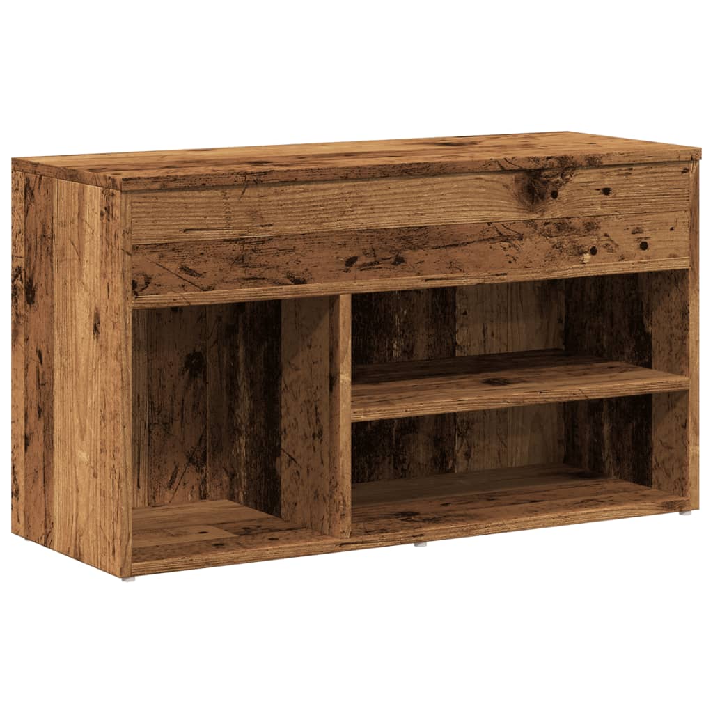 Banc à chaussures vieux bois 80x30x45 cm bois d'ingénierie - XIOS