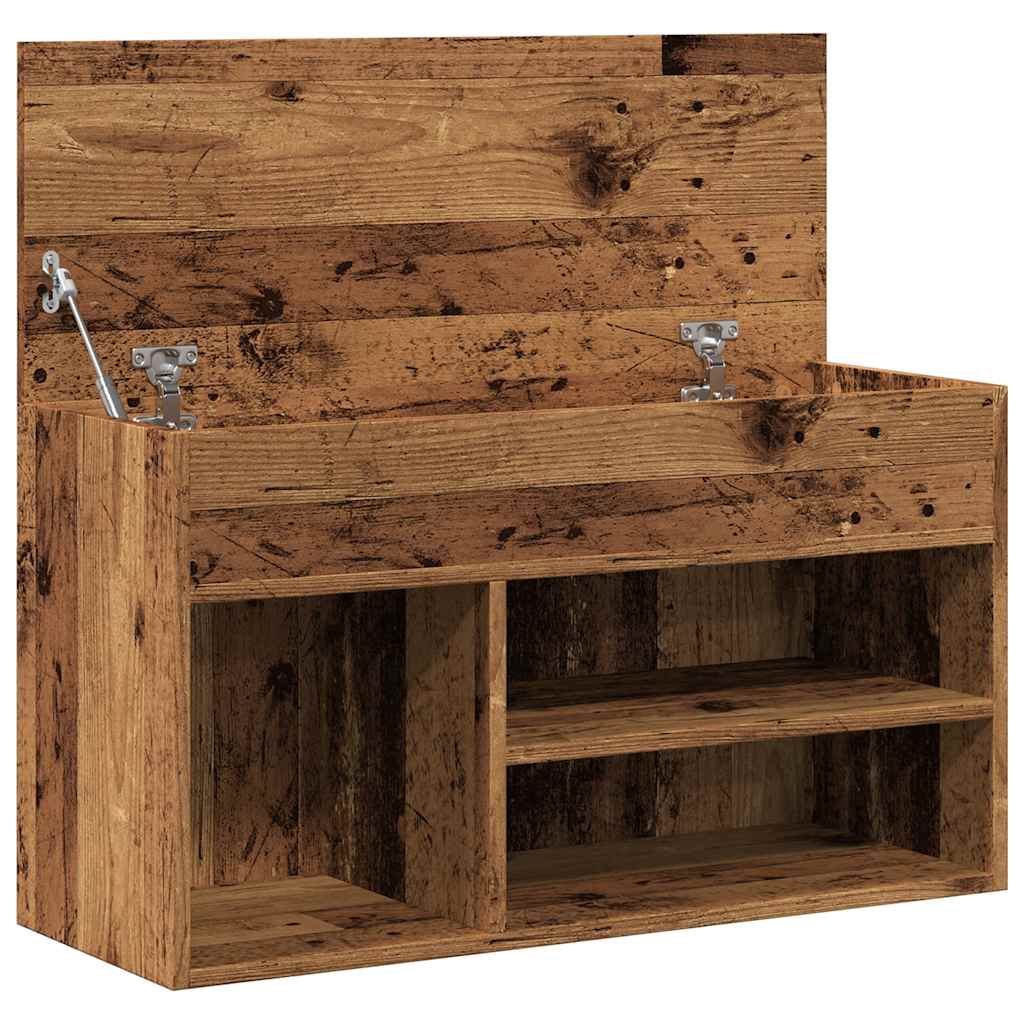 Banc à chaussures vieux bois 80x30x45 cm bois d'ingénierie - XIOS