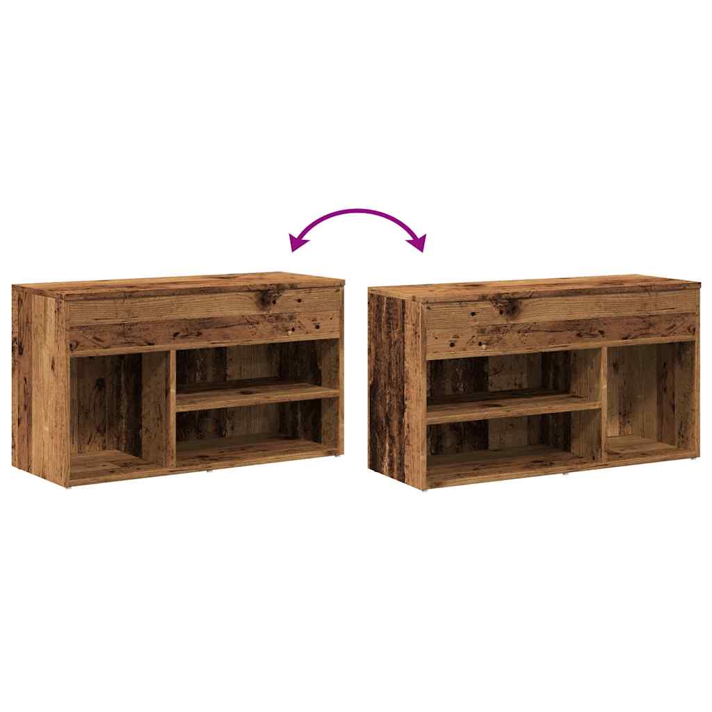Banc à chaussures vieux bois 80x30x45 cm bois d'ingénierie - XIOS