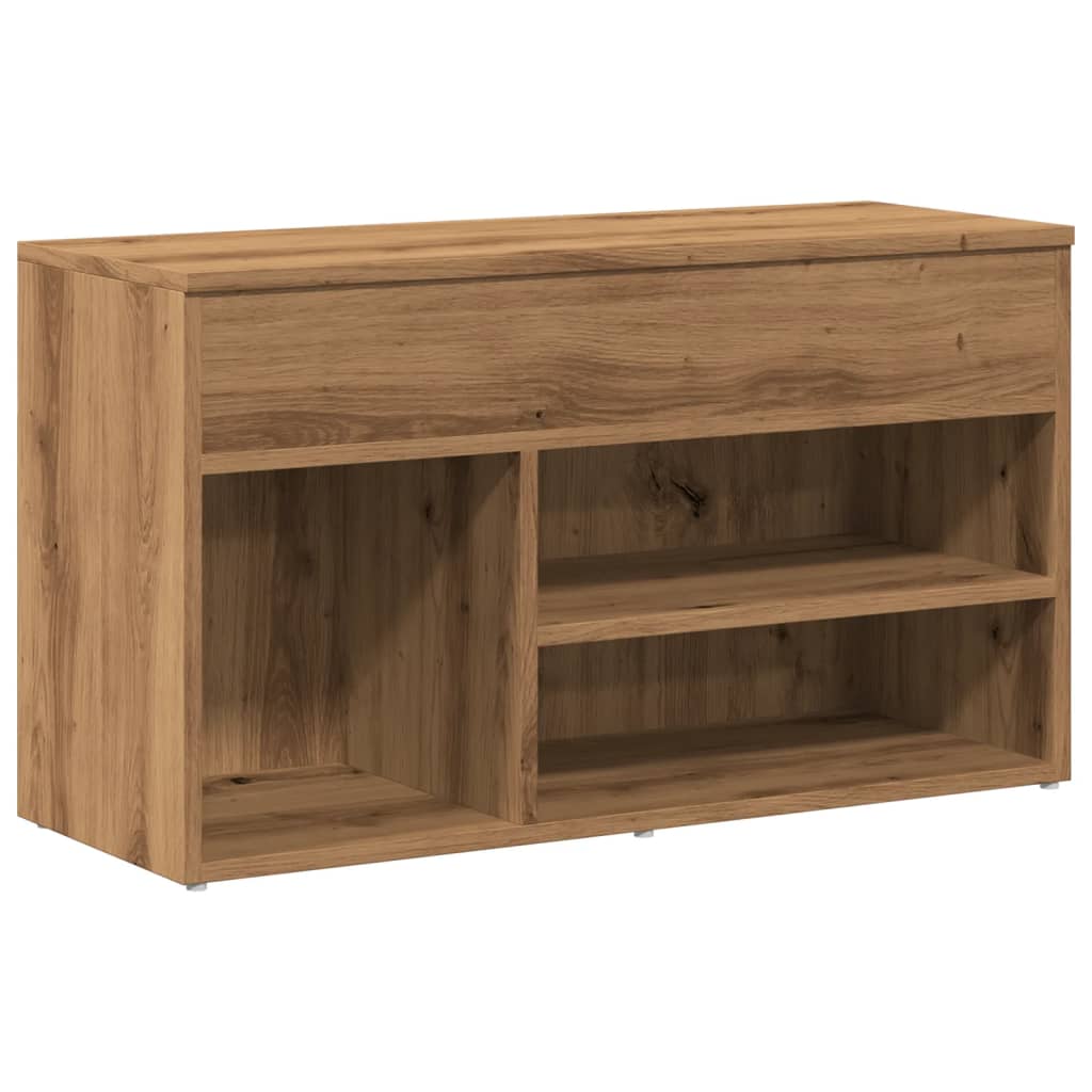Banc à chaussures chêne artisanal 80x30x45 cm bois d'ingénierie - XIOS