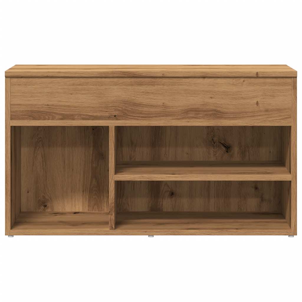 Banc à chaussures chêne artisanal 80x30x45 cm bois d'ingénierie - XIOS