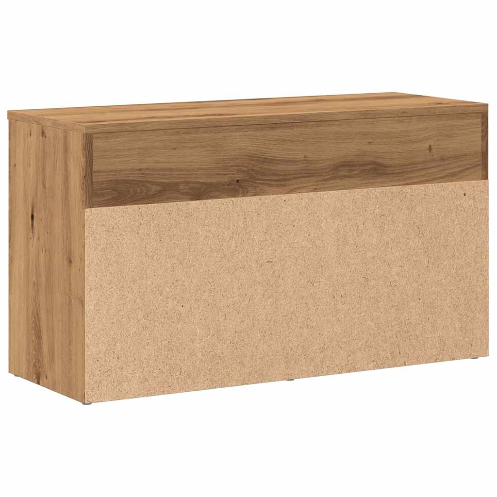 Banc à chaussures chêne artisanal 80x30x45 cm bois d'ingénierie - XIOS
