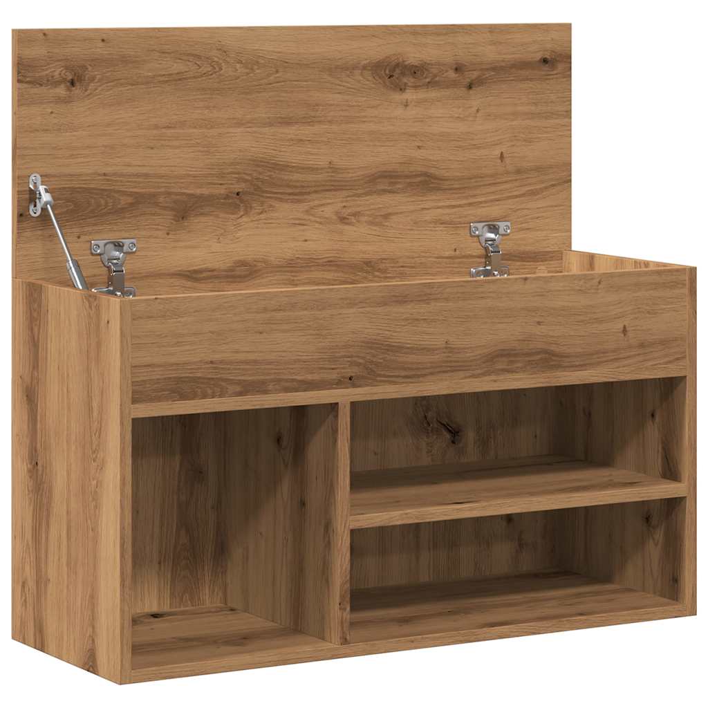 Banc à chaussures chêne artisanal 80x30x45 cm bois d'ingénierie - XIOS