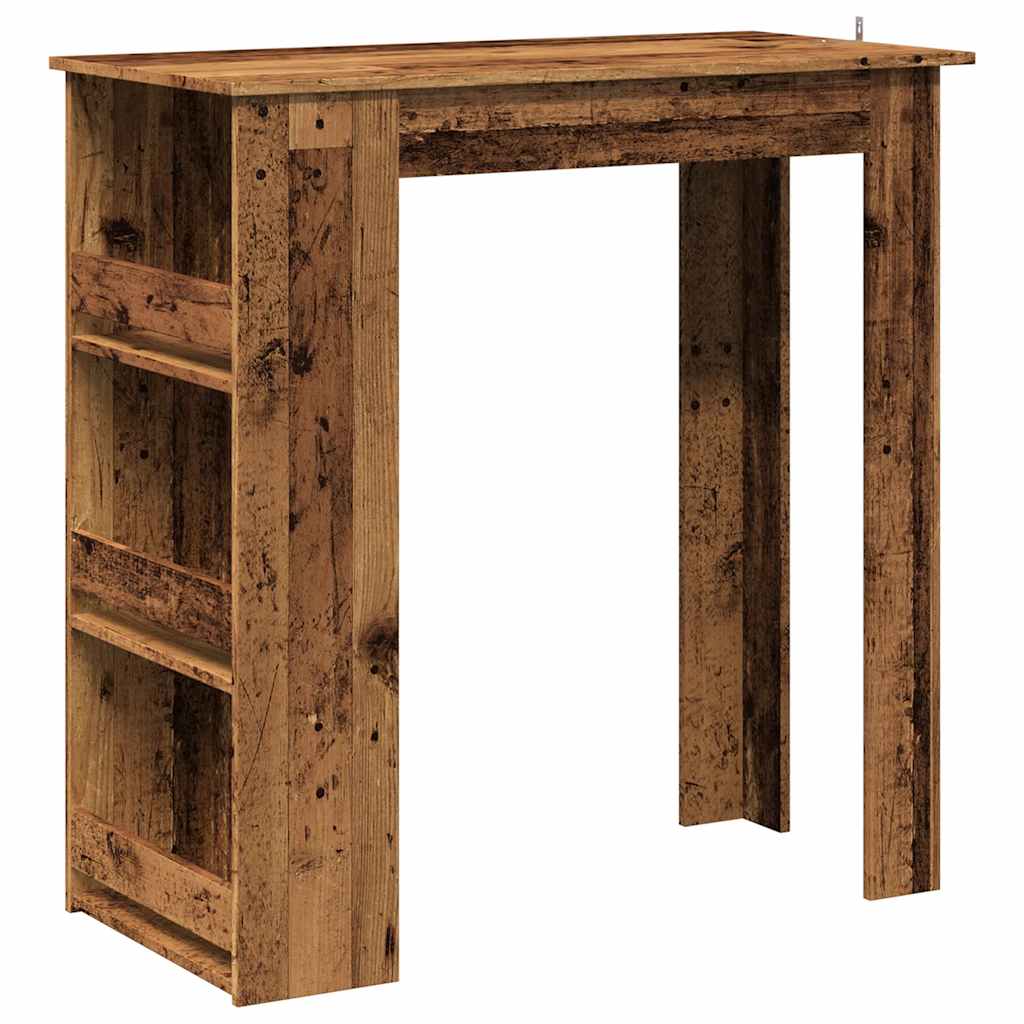 Table de bar et étagère de rangement vieux bois 102x50x103,5 cm - XIOS