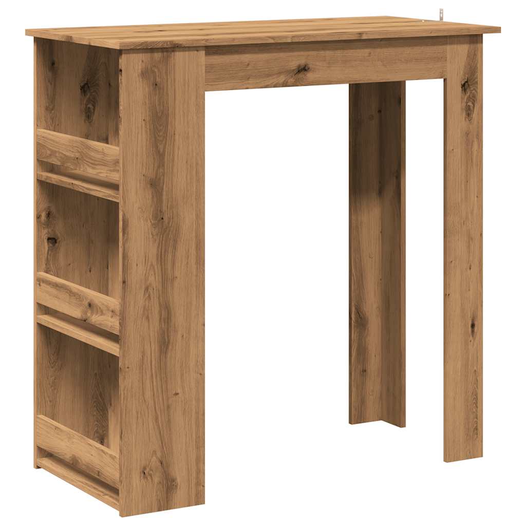 Table de bar avec étagère de rangement chêne artisanal - XIOS