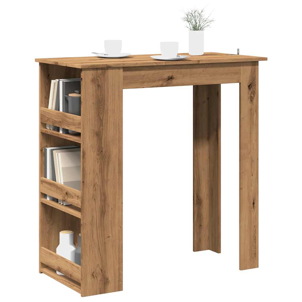 Table de bar avec étagère de rangement chêne artisanal - XIOS