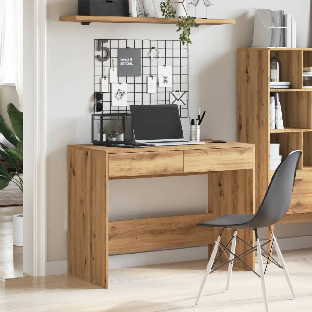 Bureau chêne artisanal 101x50x76,5 cm bois d'ingénierie Bureaux vidaXL