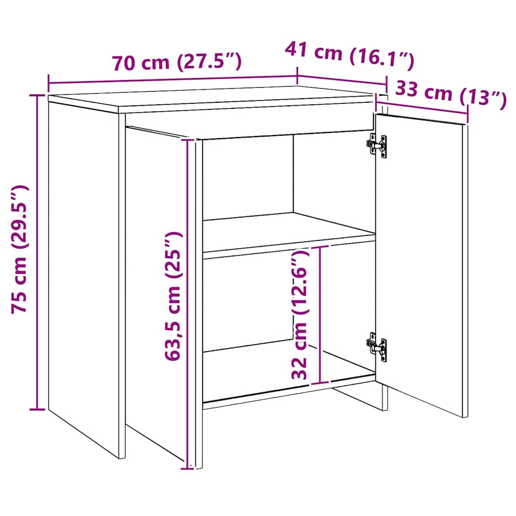 Buffet chêne artisanal 70x41x75 cm bois d'ingénierie - XIOS