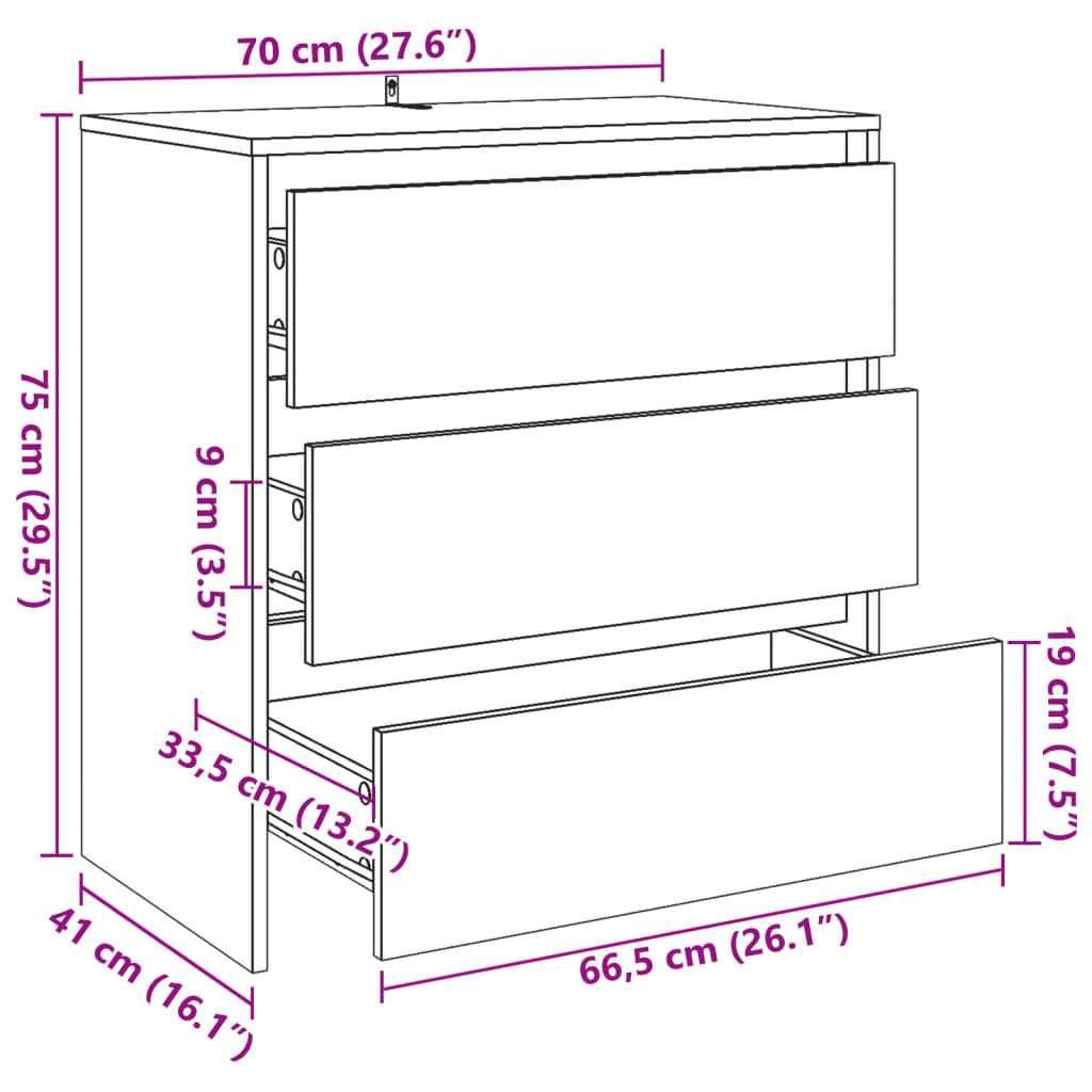 Buffet vieux bois 70x41x75 cm bois d'ingénierie - XIOS