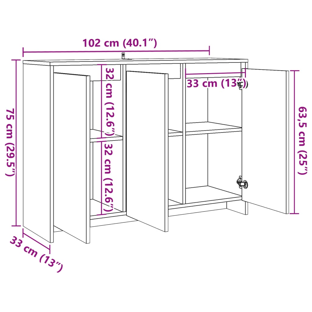 Buffet vieux bois 102x33x75 cm bois d'ingénierie - XIOS