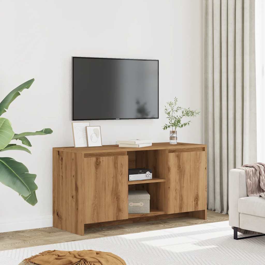 Meuble TV chêne artisanal 102x37,5x52,5 cm bois d'ingénierie - XIOS