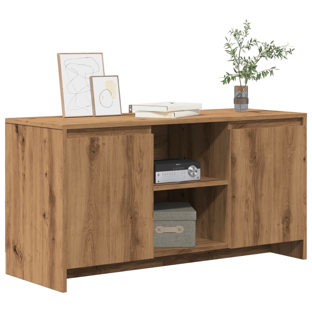 Meuble TV chêne artisanal 102x37,5x52,5 cm bois d'ingénierie - XIOS