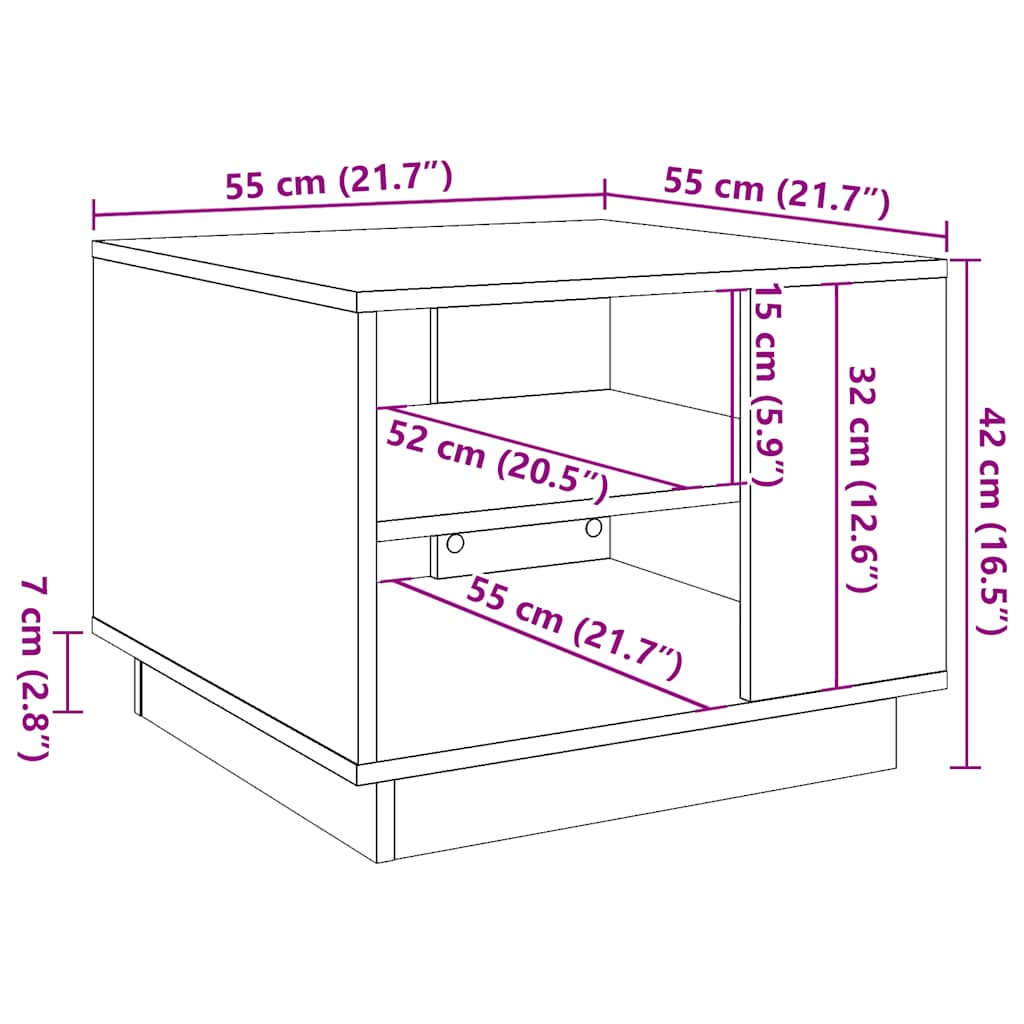 Table basse vieux bois 55x55x42 cm bois d'ingénierie - XIOS
