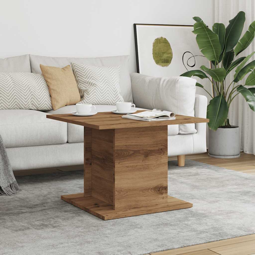 Table basse chêne artisanal 55,5x55,5x40 cm bois d'ingénierie - XIOS