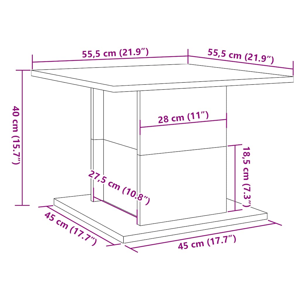 Table basse chêne artisanal 55,5x55,5x40 cm bois d'ingénierie - XIOS