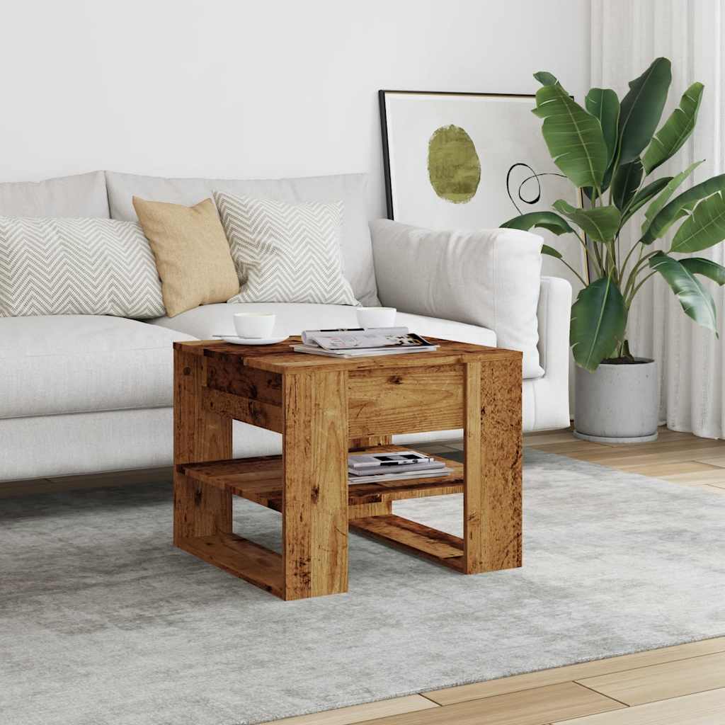 Table basse vieux bois 55,5x55x45 cm bois d'ingénierie - XIOS