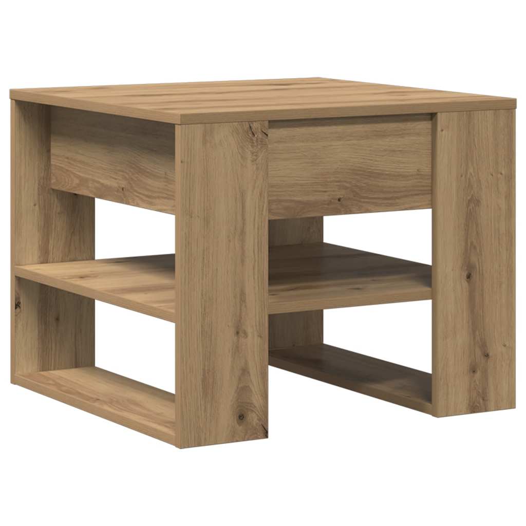 Table basse chêne artisanal 55,5x55x45 cm bois d'ingénierie - XIOS