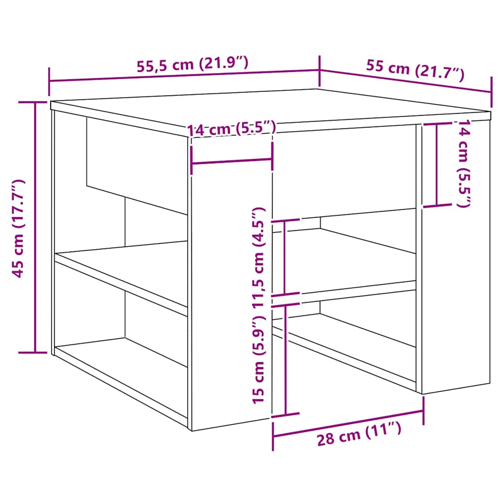 Table basse chêne artisanal 55,5x55x45 cm bois d'ingénierie - XIOS
