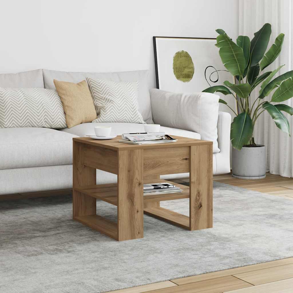 Table basse chêne artisanal 55,5x55x45 cm bois d'ingénierie - XIOS