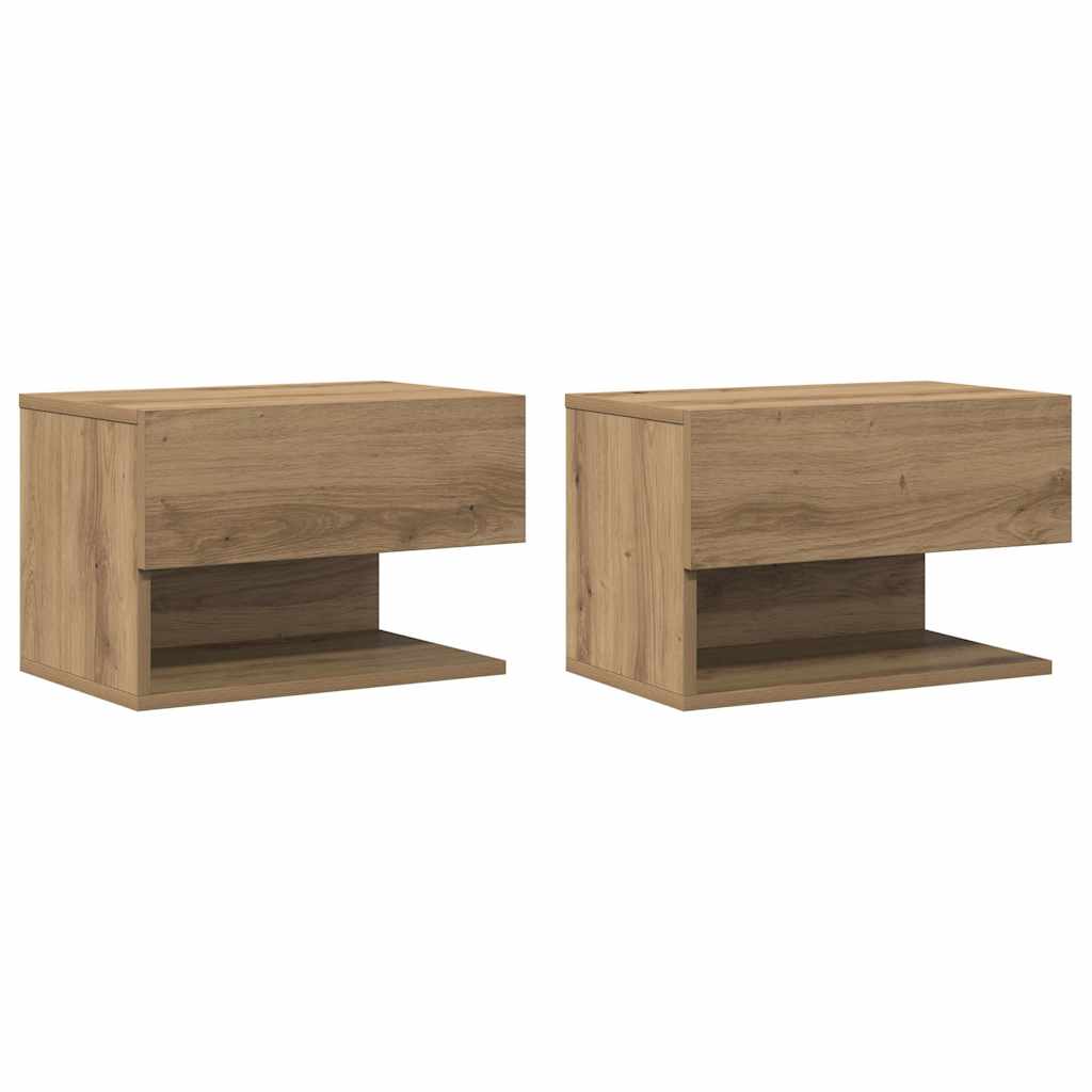 Tables de chevet murales 2 pcs chêne artisanal