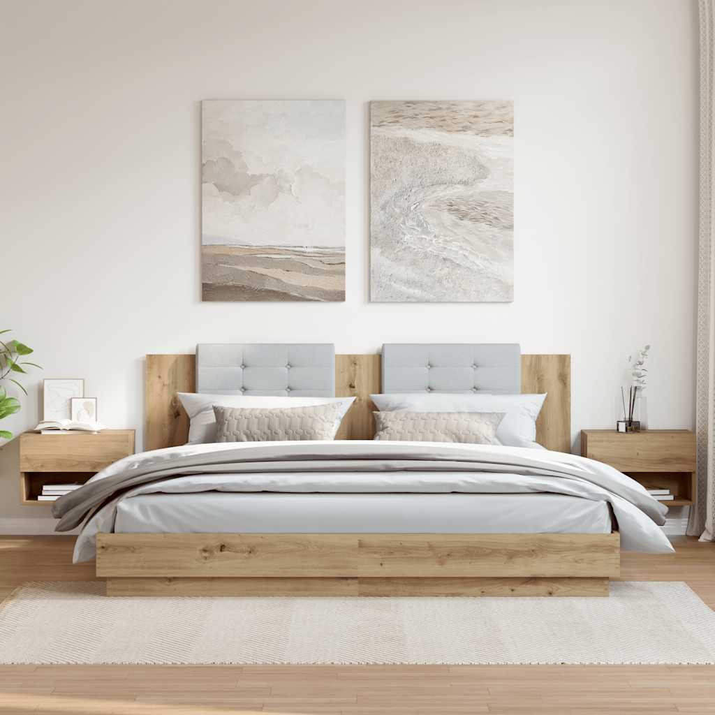 Tables de chevet murales 2 pcs chêne artisanal