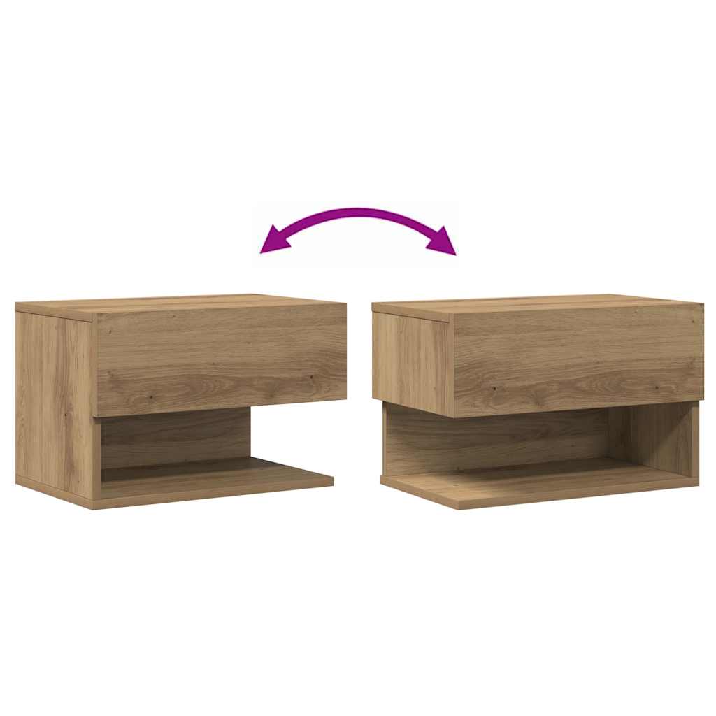 Tables de chevet murales 2 pcs chêne artisanal - XIOS