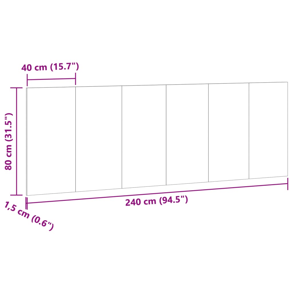 Tête de lit murale vieux bois 240x1,5x80 cm bois d'ingénierie - XIOS
