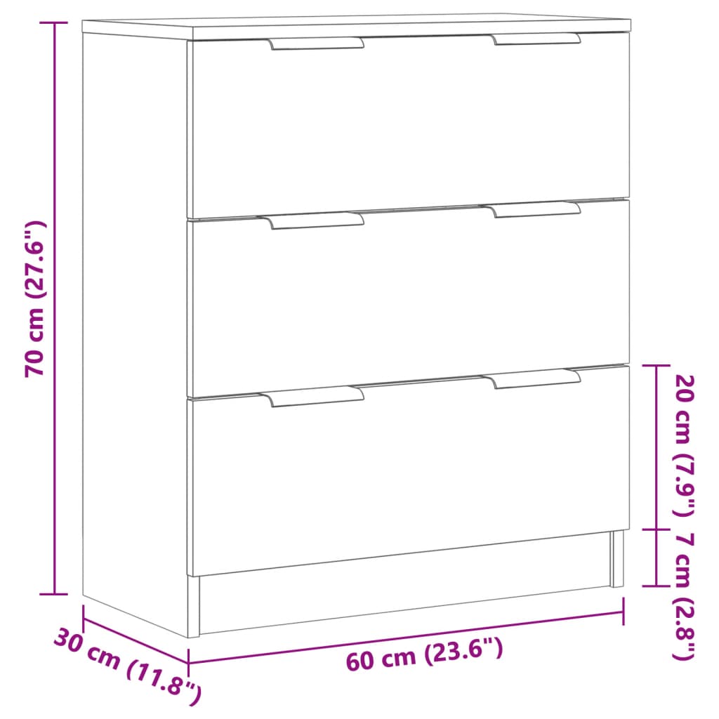 Buffet vieux bois 60x30x70 cm bois d'ingénierie - XIOS