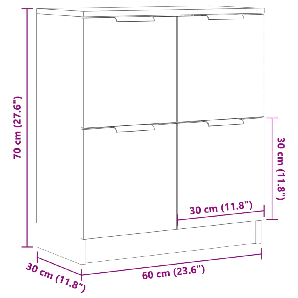 Buffet vieux bois 60x30x70 cm bois d'ingénierie - XIOS