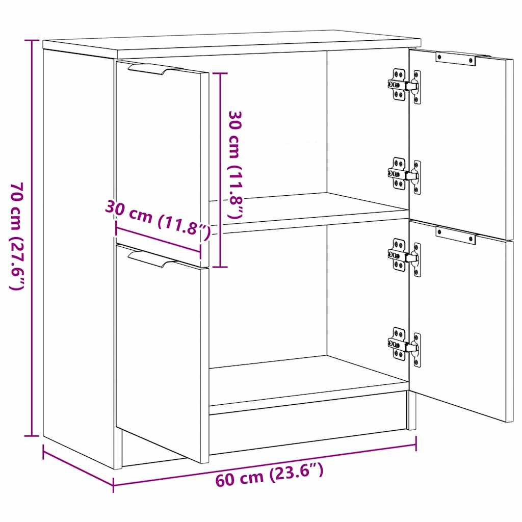 Buffet chêne artisanal 60x30x70 cm bois d'ingénierie - XIOS