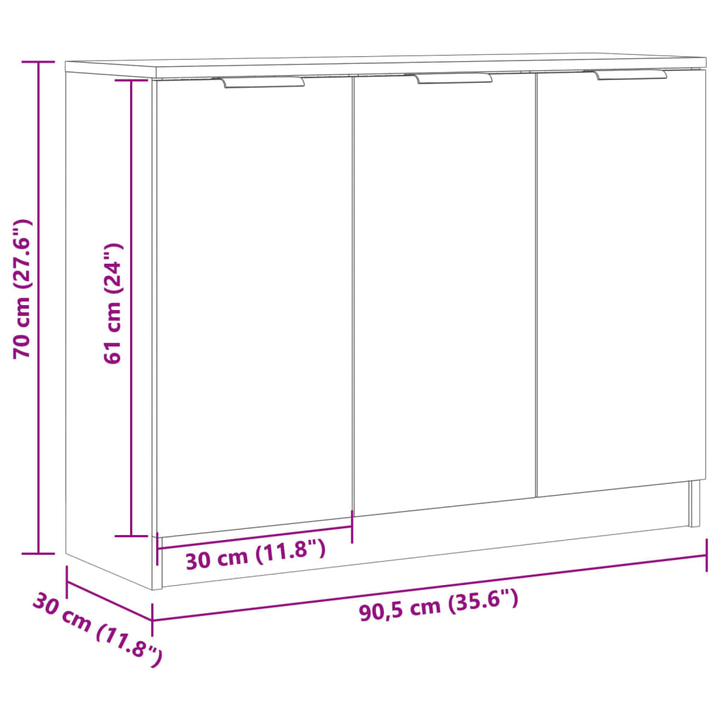 Buffet vieux bois 90,5x30x70 cm bois d'ingénierie - XIOS