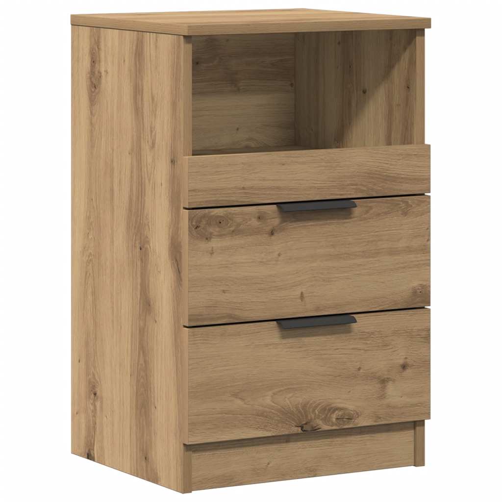 Table de chevet chêne artisanal 40x36x65 cm bois d'ingénierie